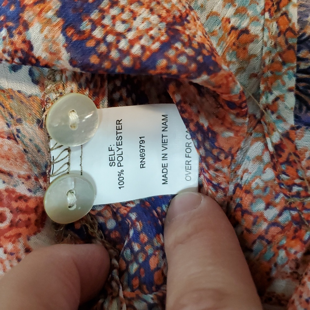 Figuero & Flower Burnt Orange Button Down Blouse XL - Picture 8 of 9